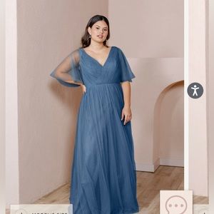 Revelry bridesmaid Thea Tulle dress dusty blue unaltered